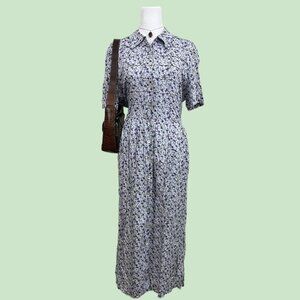 vintage 90s purple floral girly granny cottagecore button front maxi dress